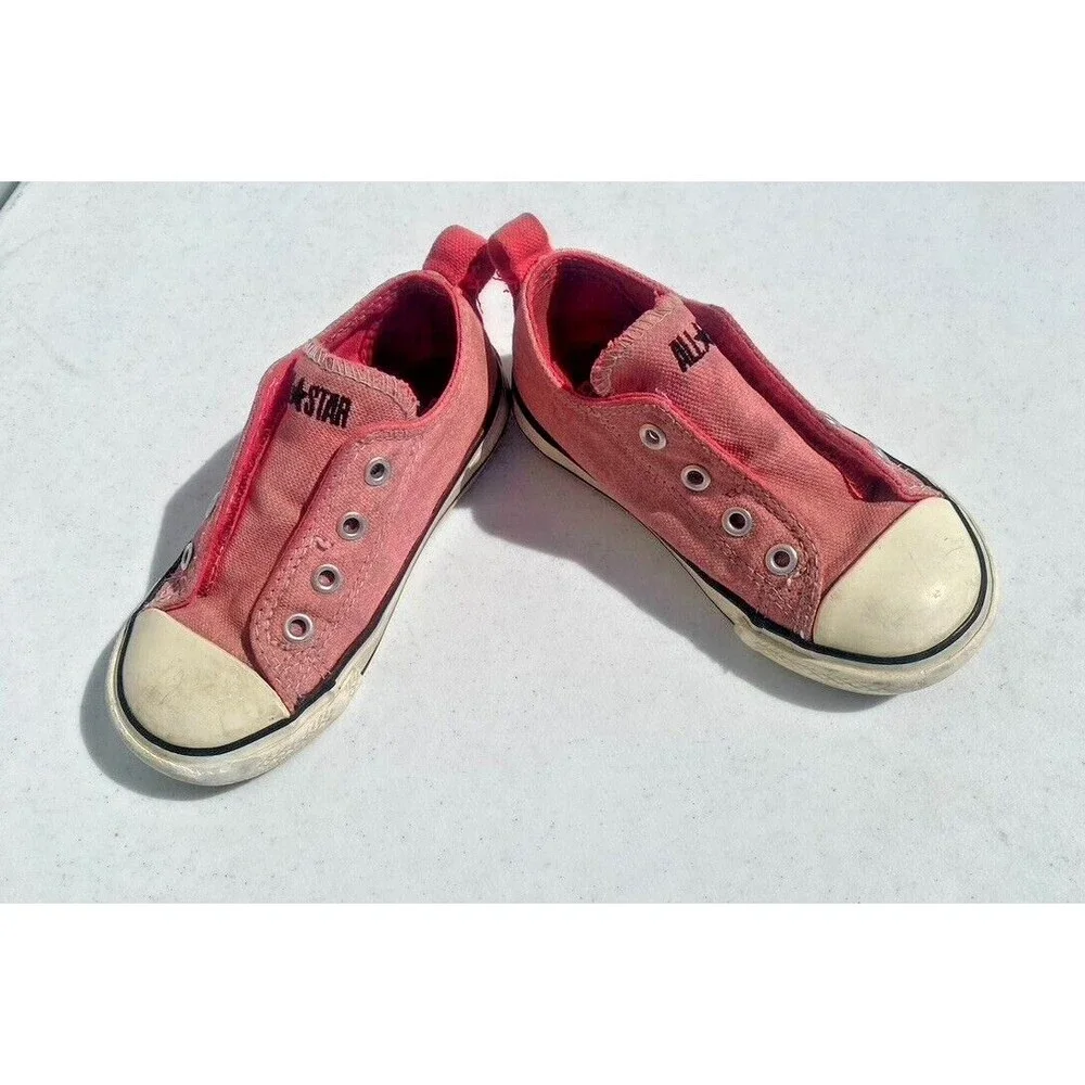 Girl's Converse All Star Simple Slip On Toddler Sz 8 Athletic Pink No Lace Shoes